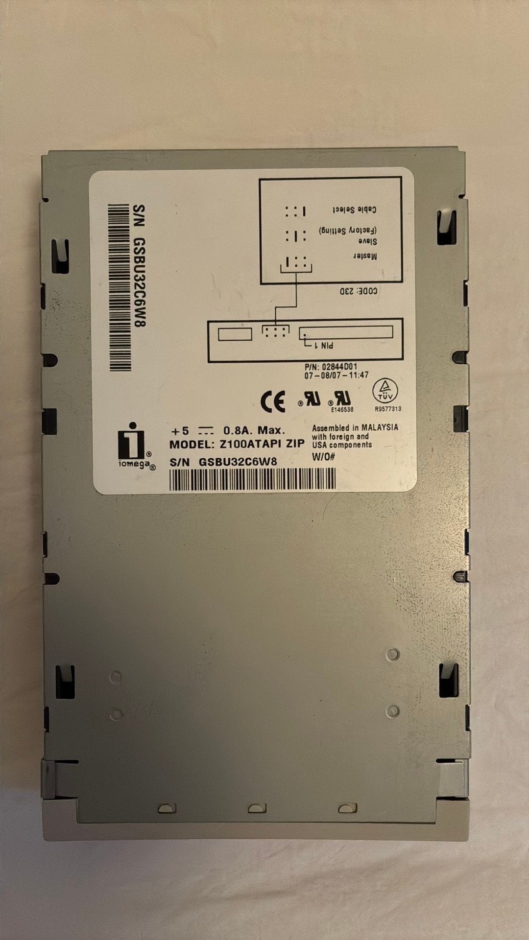 Iomega z100 atapi, Computers en Software, Ophalen of Verzenden, Gebruikt, Overige typen, Herschrijfbaar