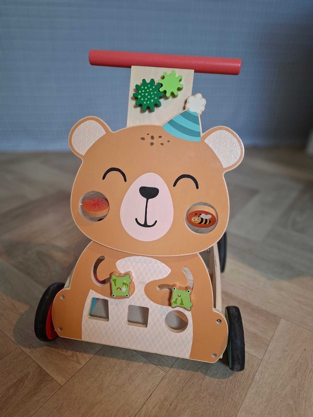 Houten loopwagen beer met activiteiten, Kinderen en Baby's, Ophalen, Gebruikt, Overige typen, Met wieltjes
