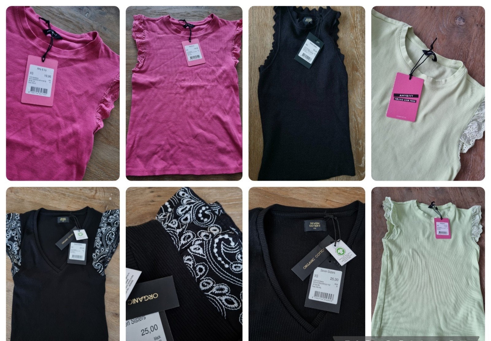 4x nieuwe tops tanktop Broderie The Sting maat XS 34 Seven, The Sting, Zwart, Nieuw, Ophalen of Verzenden