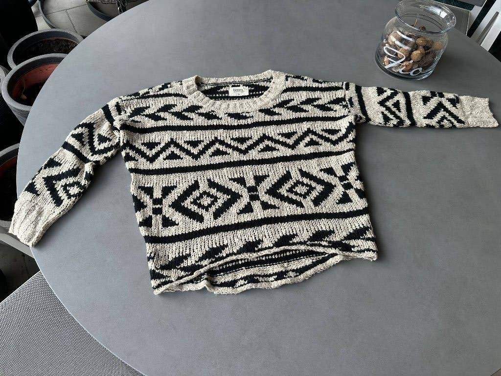 Zwart/beige 8mm trui, maat XS = L/XL, Verzenden, Zo goed als nieuw, Maat 42/44 (L), Zwart