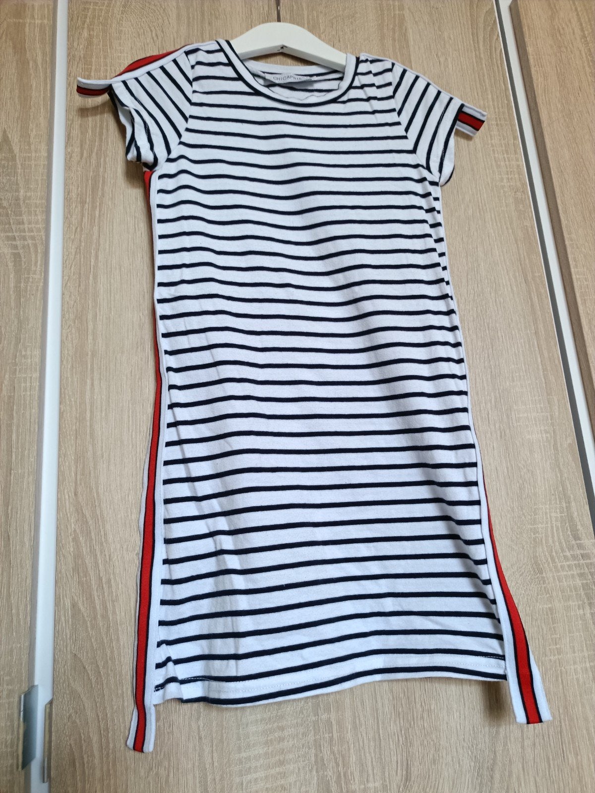 Chicaprie zwart-wit gestreepte jurk, maat 6 jaar, Kinderen en Baby's, Ophalen of Verzenden, Zo goed als nieuw, Chicaprie, Meisje