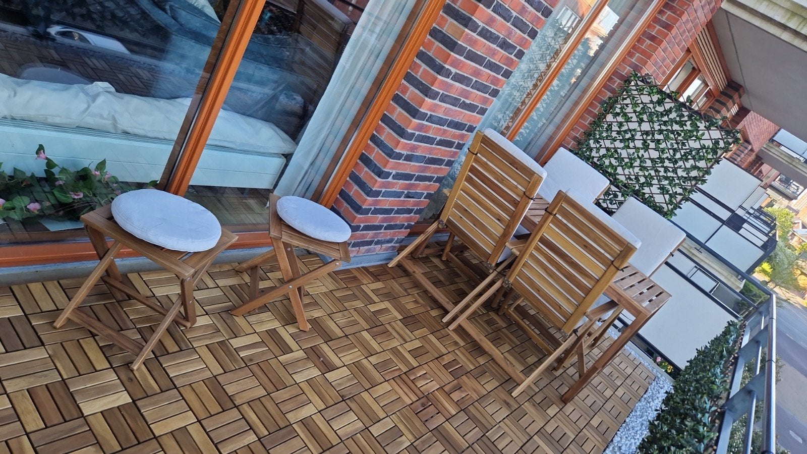 Houten terrastegels Runnen incl klimrek en stenen, Ophalen, Zo goed als nieuw