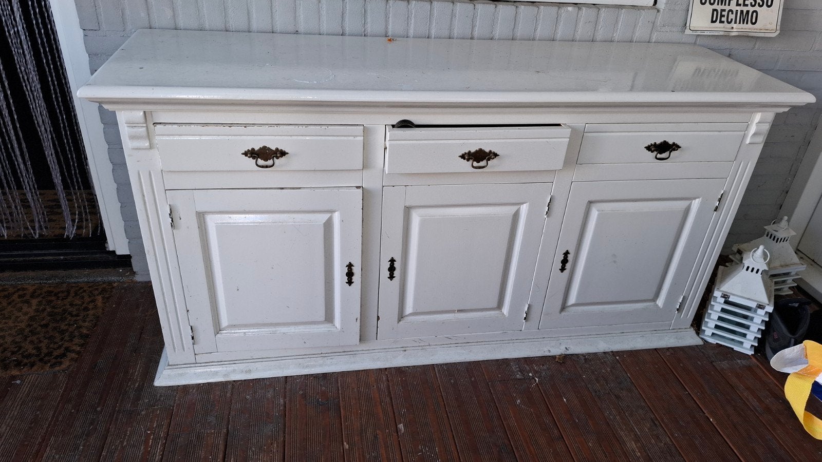 Wit dressoir met lades en deuren - 170 cm breed, Ophalen, Gebruikt, Met lade(s), Klassiek