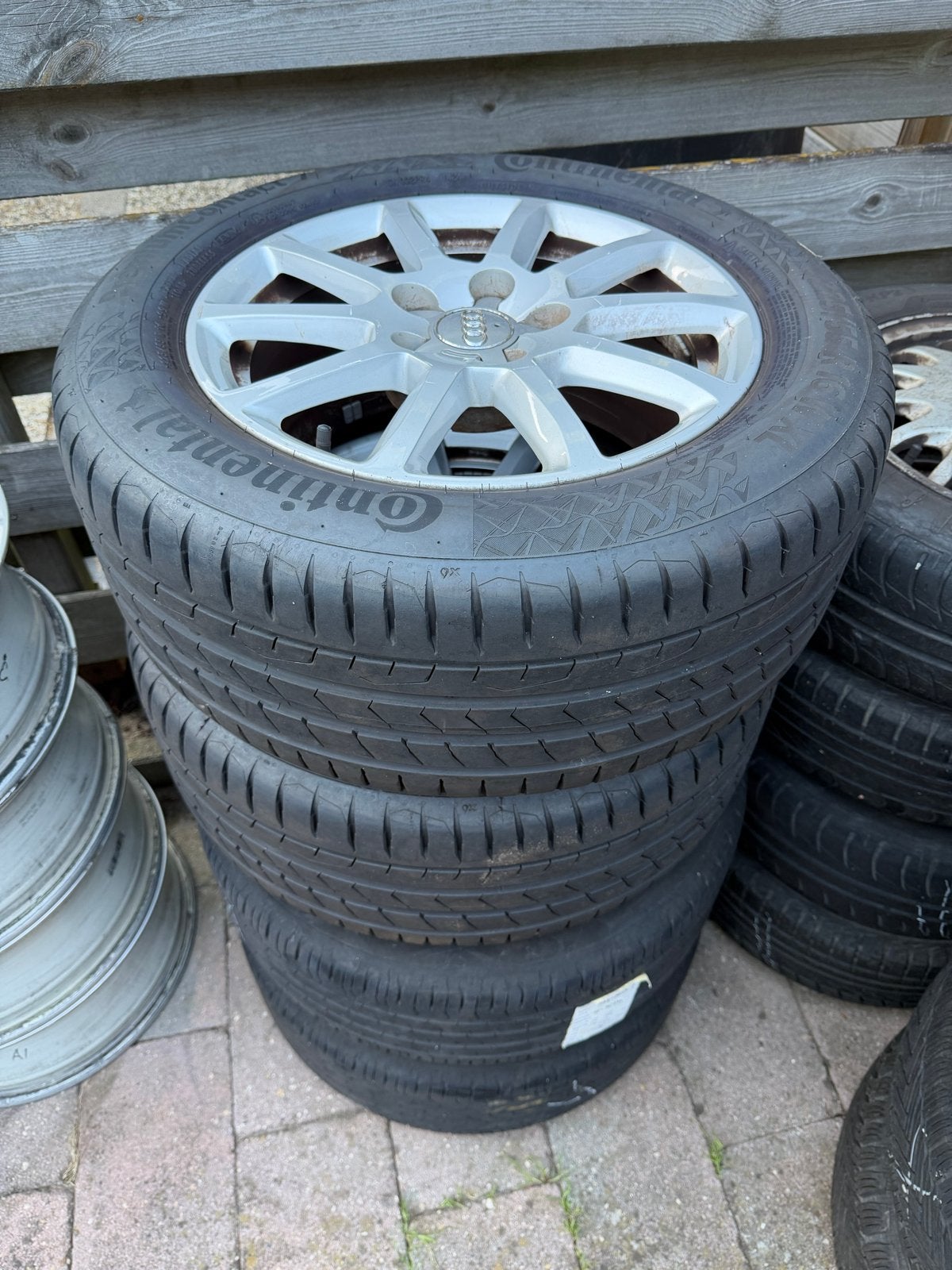 Originele 16 inch Audi A4 zomerset met Continental banden, Auto-onderdelen, Banden en Velgen, Gebruikt, 16 inch, Banden en Velgen