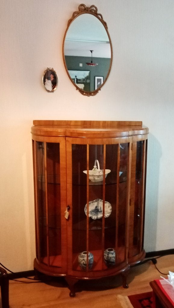 Art-deco Engelse vitrinekast , circa 1930, Ophalen