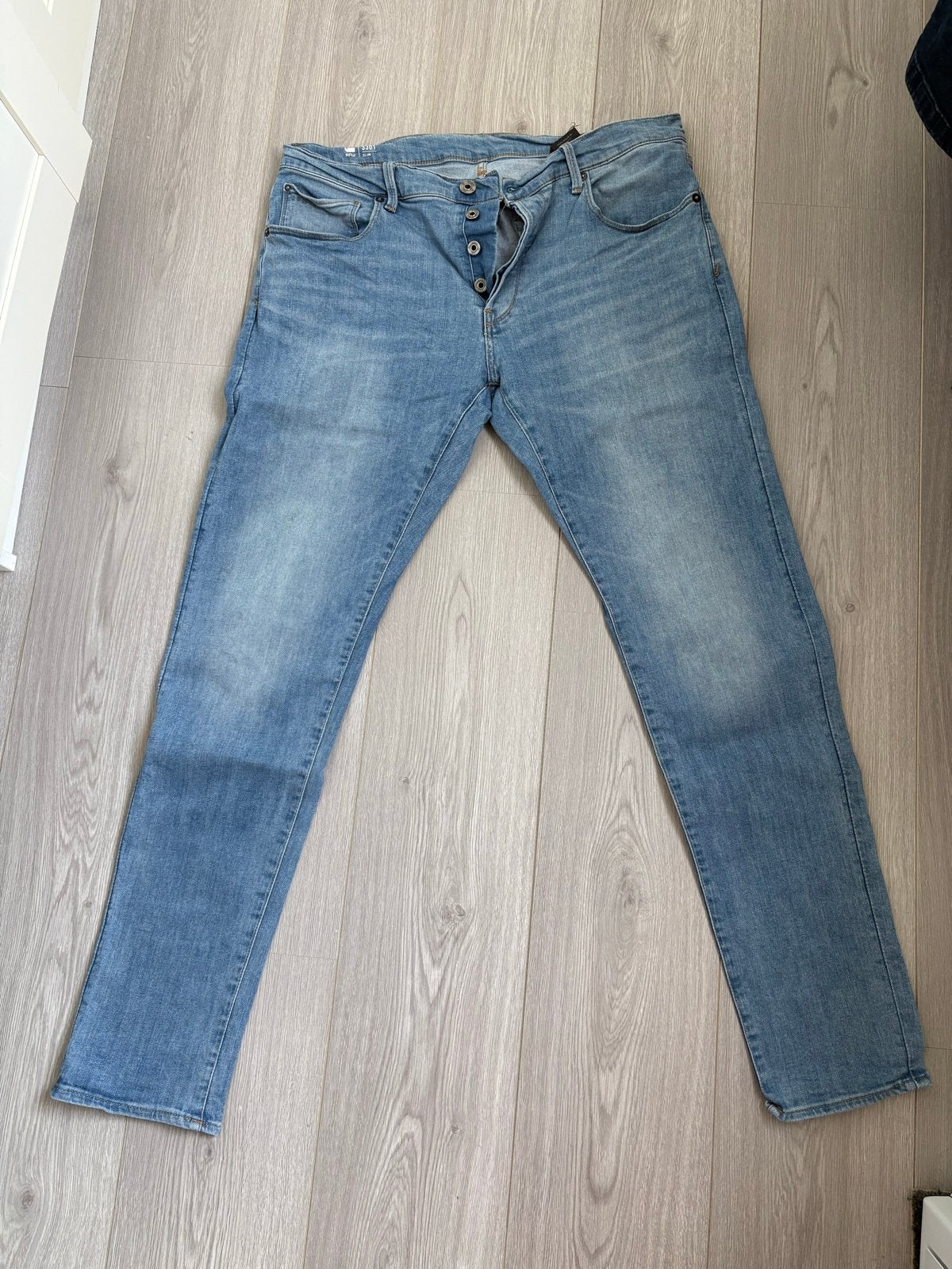 G-Star RAW 3301 Slim Jeans - Maat 36/34 - Zo goed als nieuw, Ophalen of Verzenden, Zo goed als nieuw, Blauw, W36 - W38 (confectie 52/54)