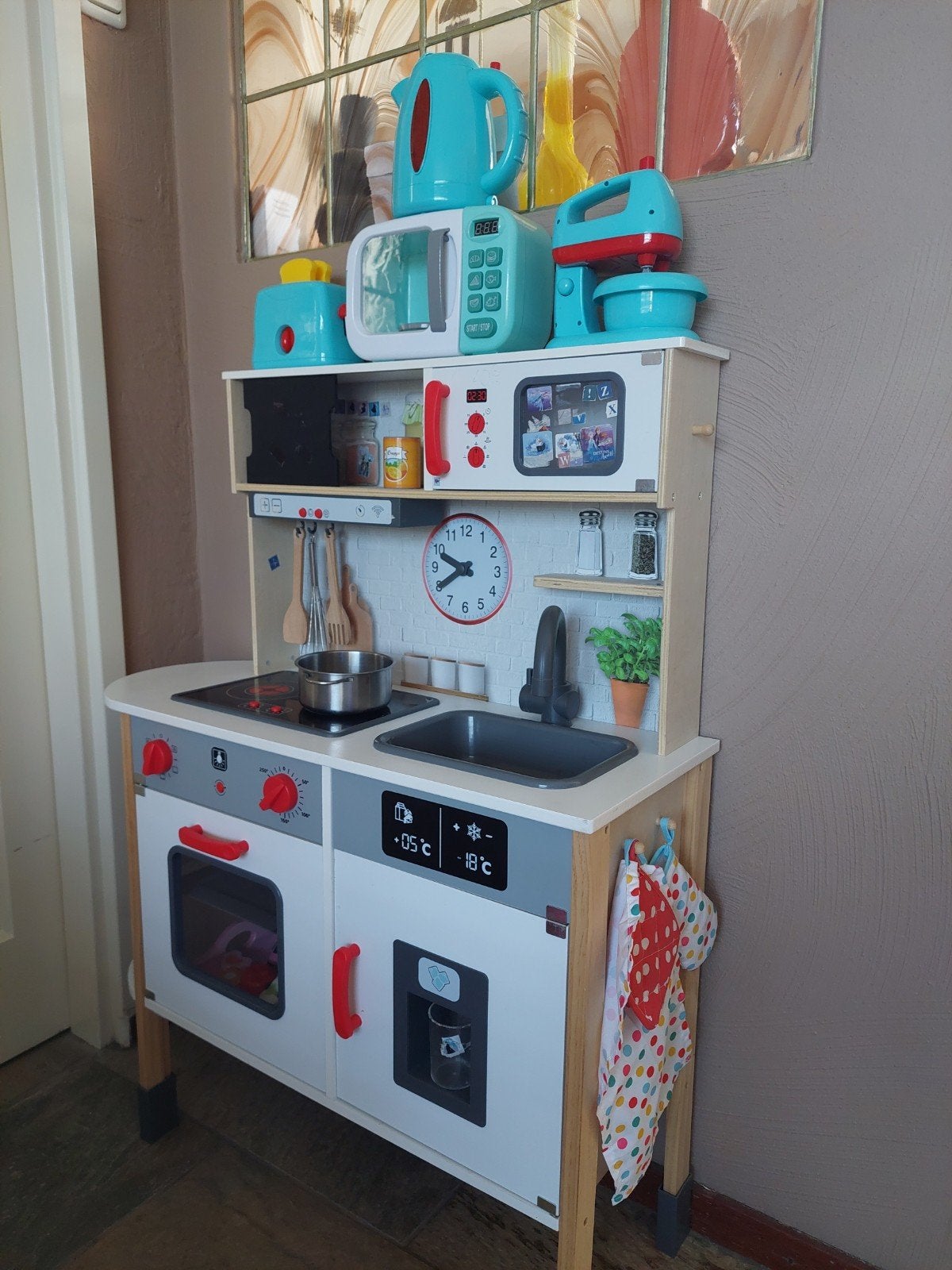 Houten speelkeuken met accessoires en koksmutsen, Ophalen, Gebruikt, Knutselen