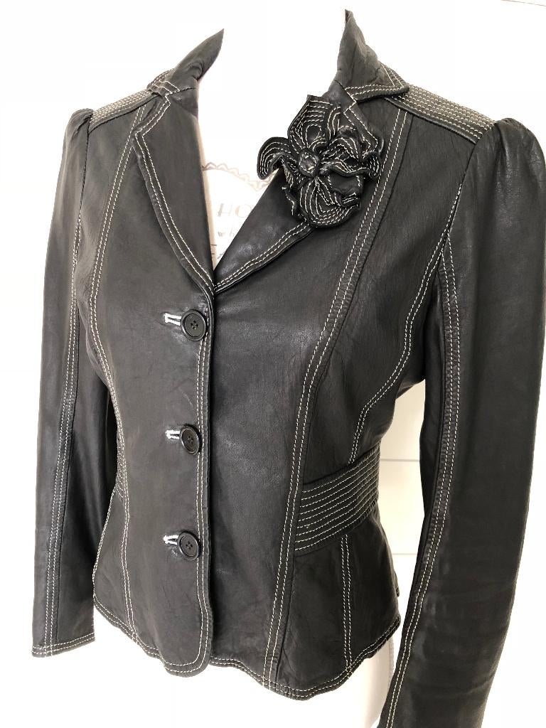 Moschino Cheap & Chic - Leren getailleerd jasje, Verzenden, Zo goed als nieuw, Maat 36 (S), Zwart