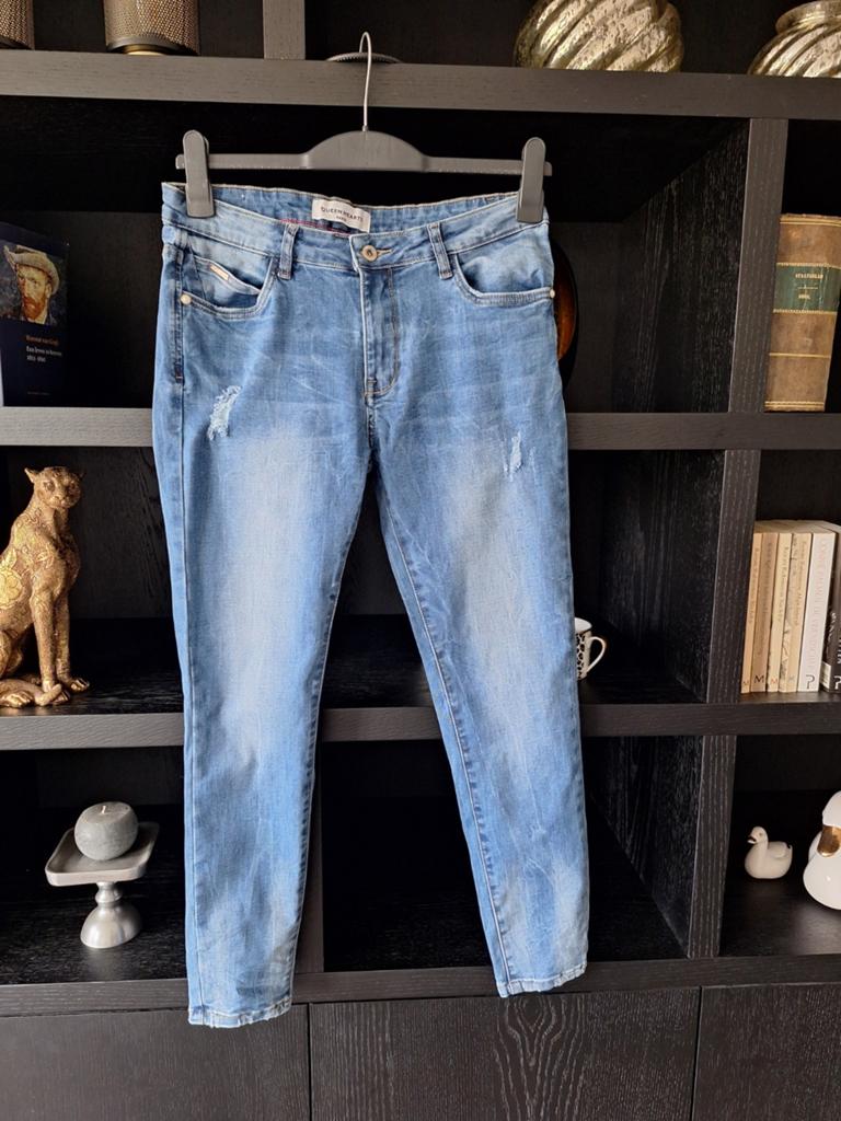 Queen Hearts jeans XL 38 40 42, Blauw, Nieuw, Ophalen of Verzenden, W30 - W32 (confectie 38/40)