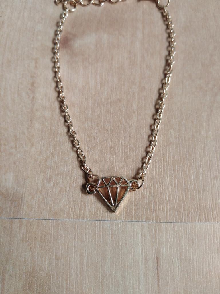 Armband met diamant hanger, Ophalen of Verzenden, Nieuw, Goud, Overige materialen