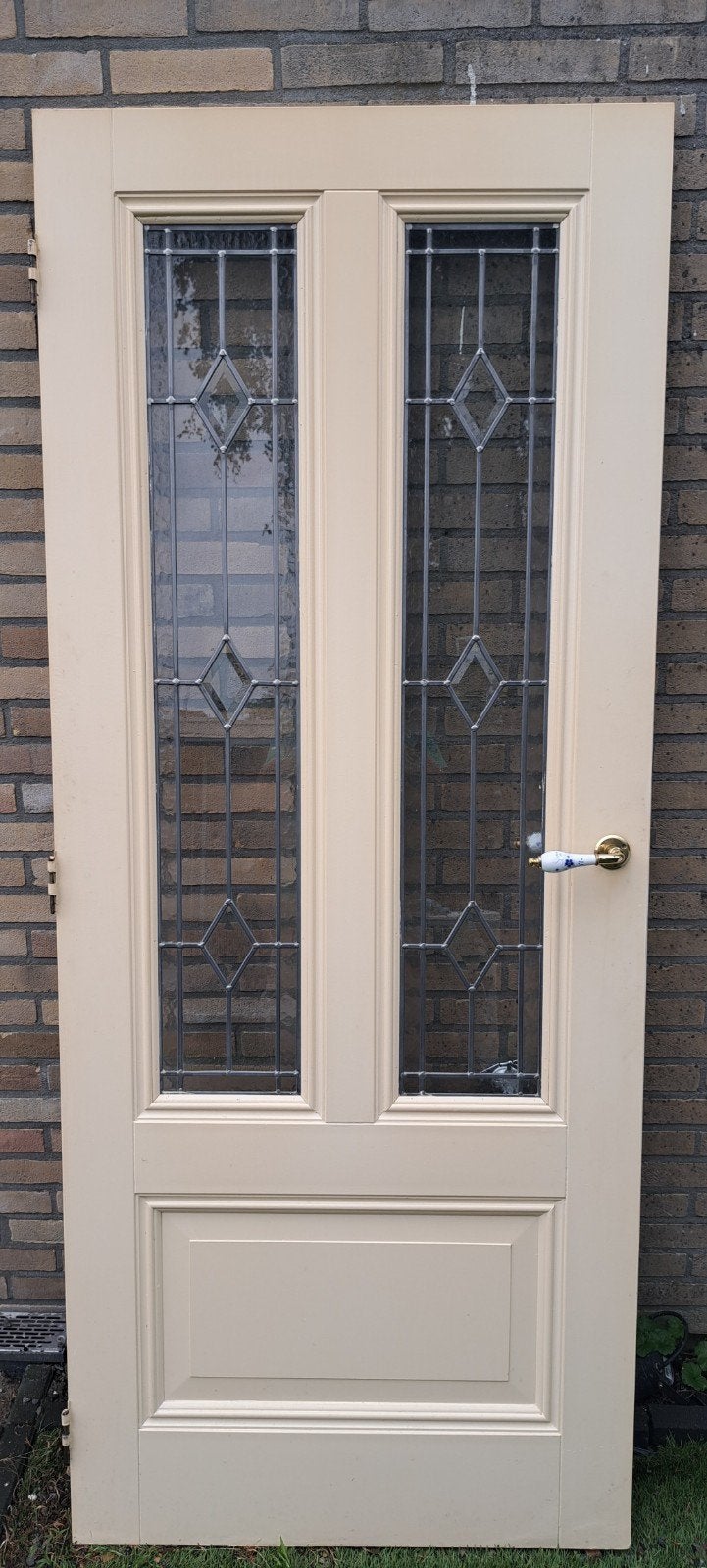 stompe binnendeur met glas in lood. 201x82,5x4, Doe-het-zelf en Verbouw, Deuren en Horren, Ophalen, Gebruikt, 80 tot 100 cm, Binnendeur