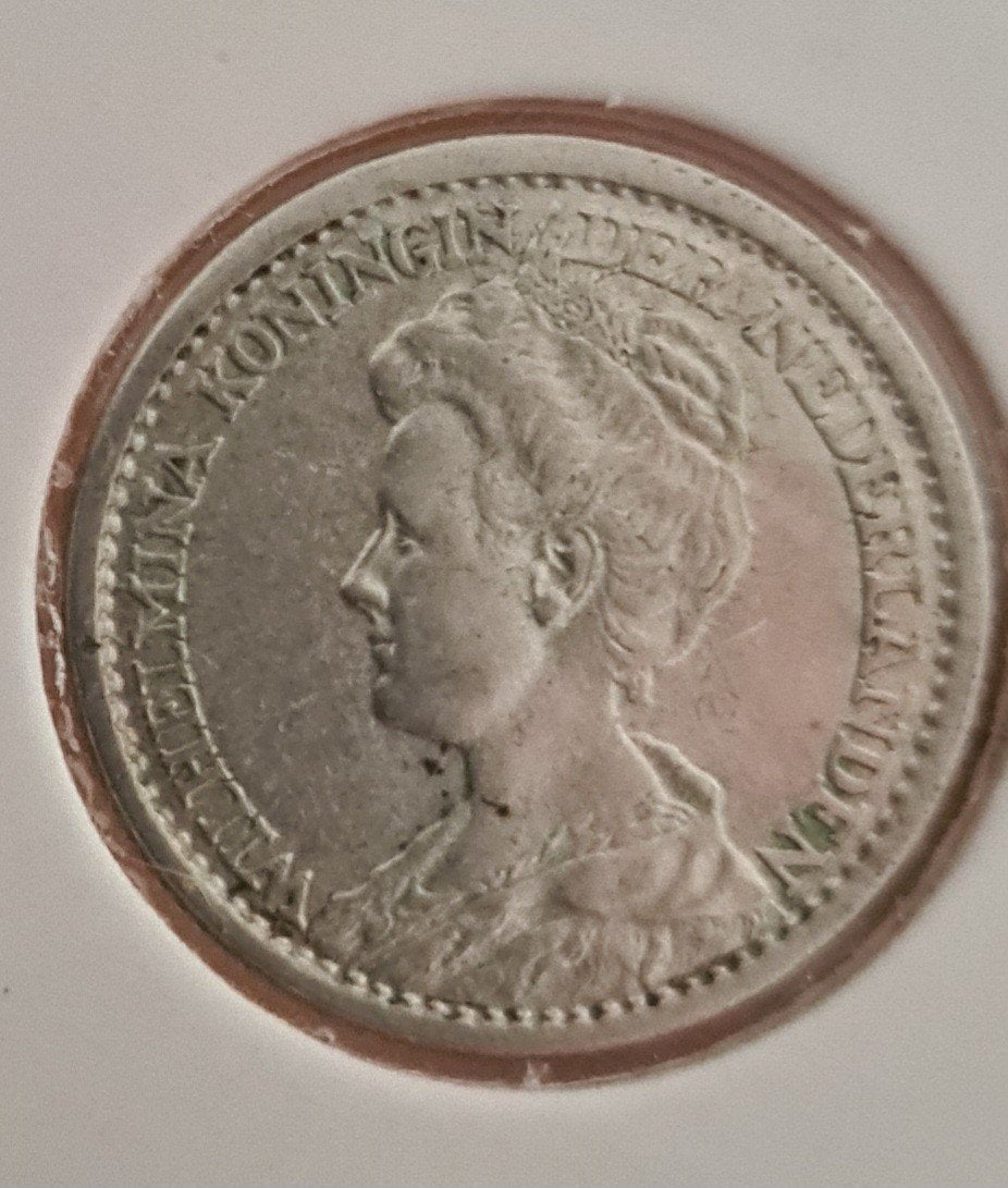 25 cent 1918, Postzegels en Munten, Munten | Nederland, Zilver, 25 cent, Ophalen of Verzenden, Koningin Wilhelmina