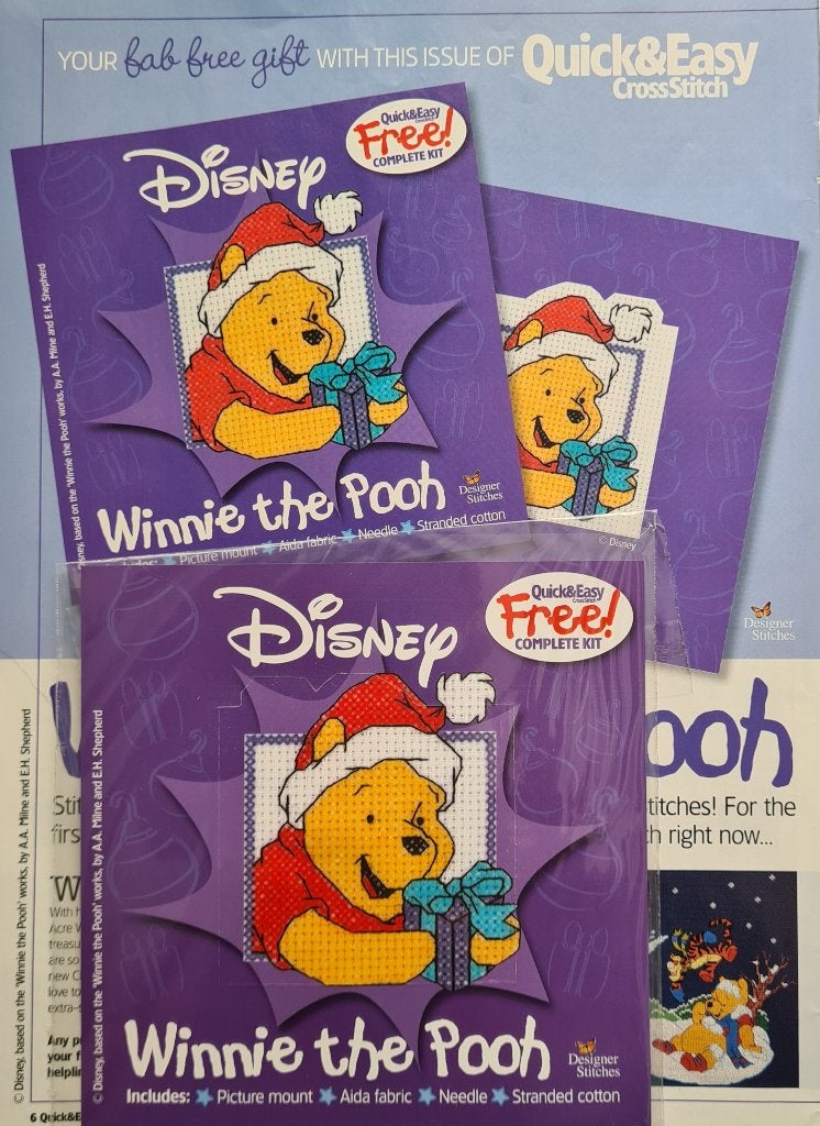 Winnie de Pooh met een Kerstcadeau borduurpakketje, Ophalen, Nieuw, Handborduren, Borduurpakket