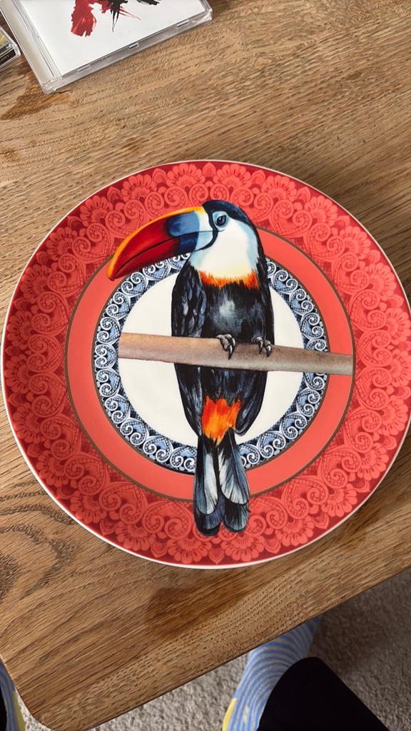 Heinen Delfst Blauw Toekan bord, Ophalen of Verzenden