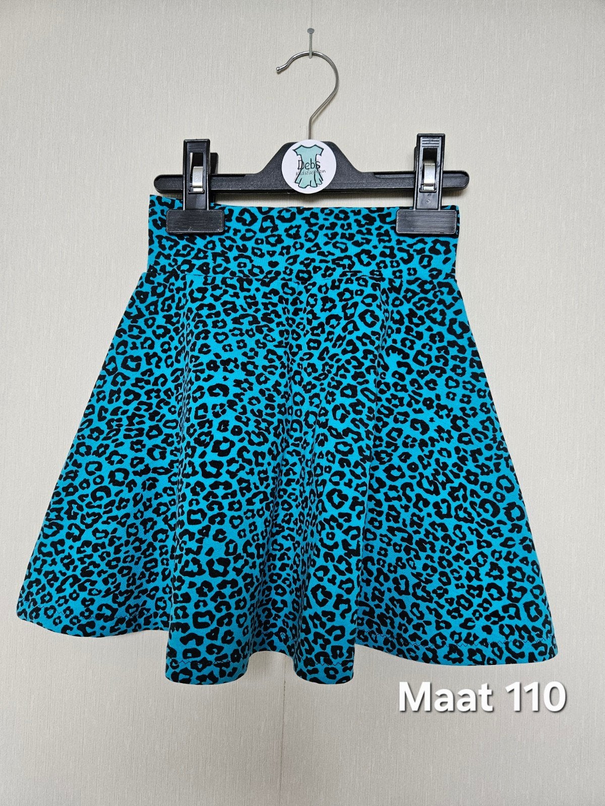 Handgemaakte tricot rok met luipaardprint - Maat 110, Meisje, Nieuw, Ophalen of Verzenden, Jurk of Rok