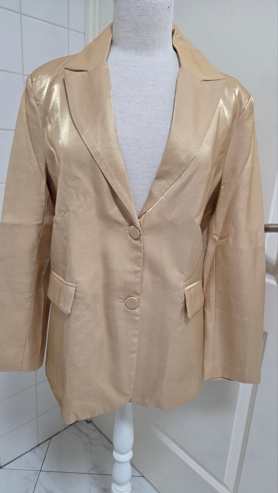 Gouden blazer, nieuw feest, kerst., Maat 38/40 (M), Verzenden, Nieuw, Onbekend
