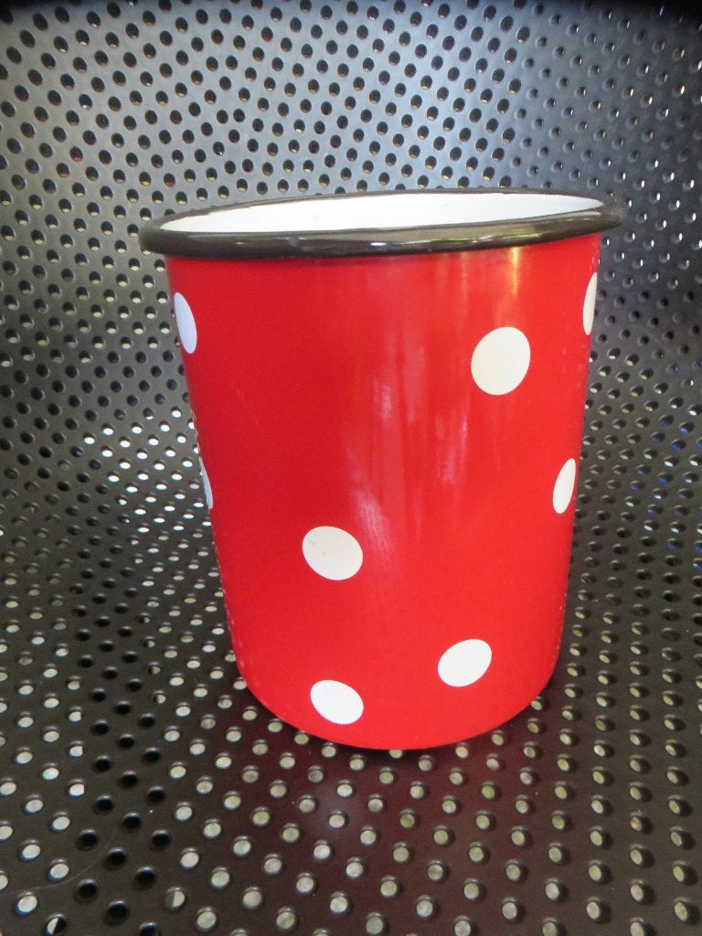 Emaille rood met witte stippen keuken pot, Kitchen Trend, Overige typen, Ophalen of Verzenden, Zo goed als nieuw, Metaal