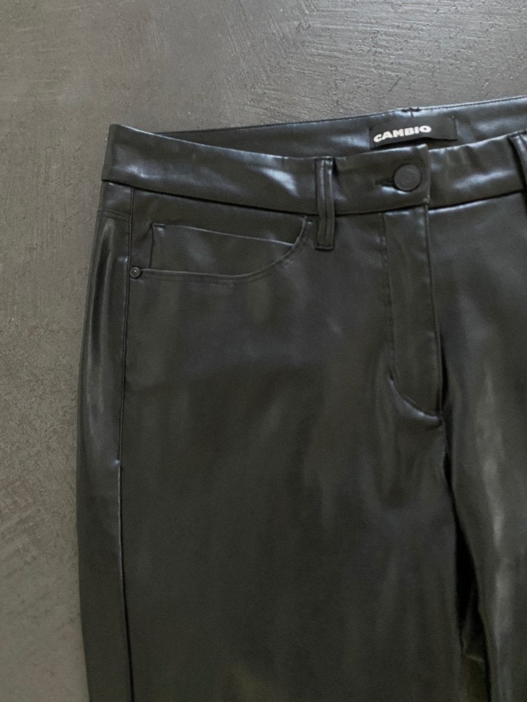 K314 Cambio: maat 42=L leer-look broek zwart Ray, Cambio, Zwart, Maat 42/44 (L), Ophalen of Verzenden