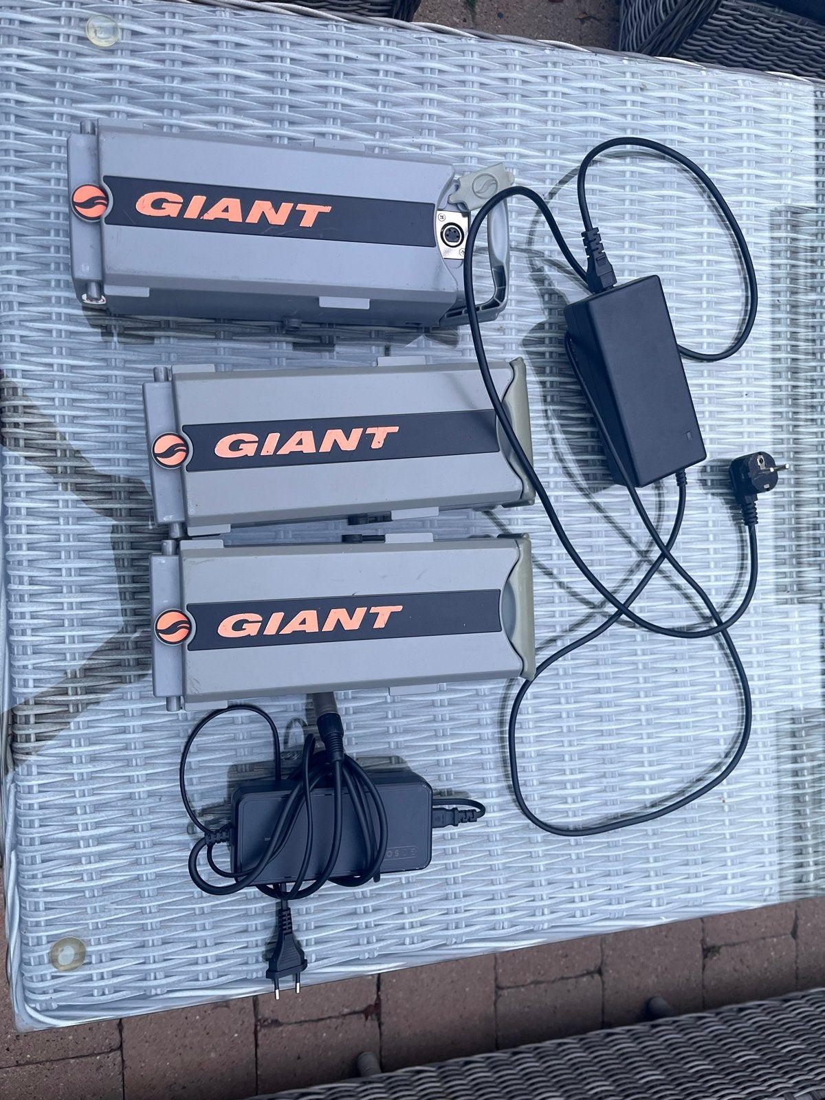 4 Giant E-bike Accu's met 2 Opladers, Ophalen, Gebruikt