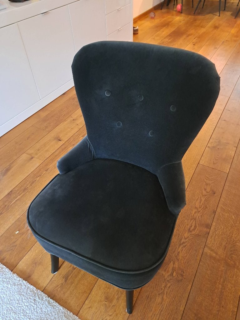 Ikea Remsta fauteuil zwart fluweel, Ophalen, 75 tot 100 cm, Zo goed als nieuw, Stof