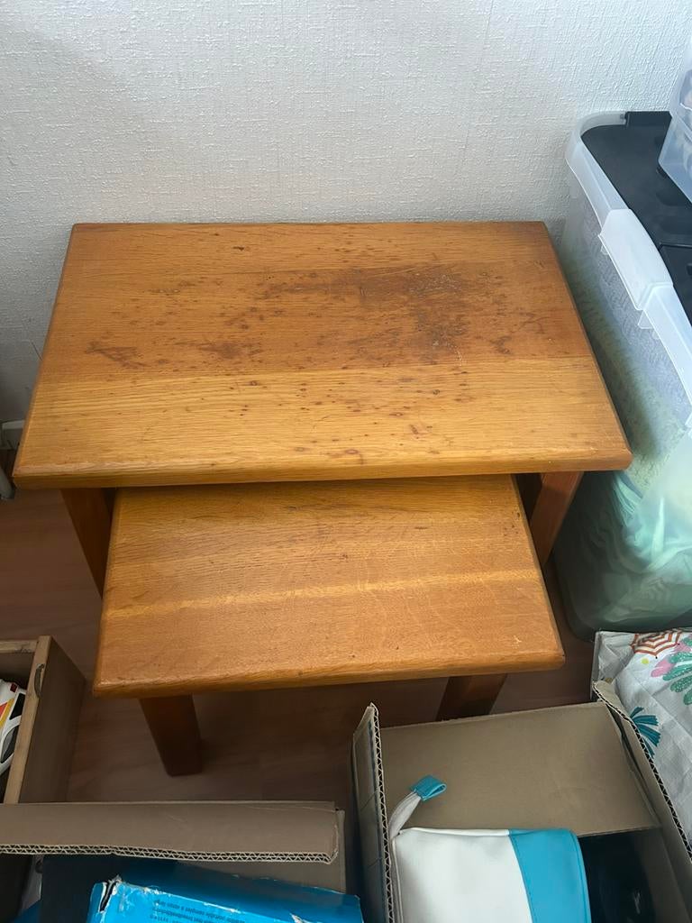 2 bijzet tafeltjes, Ophalen of Verzenden, Zo goed als nieuw, 70 tot 120 cm