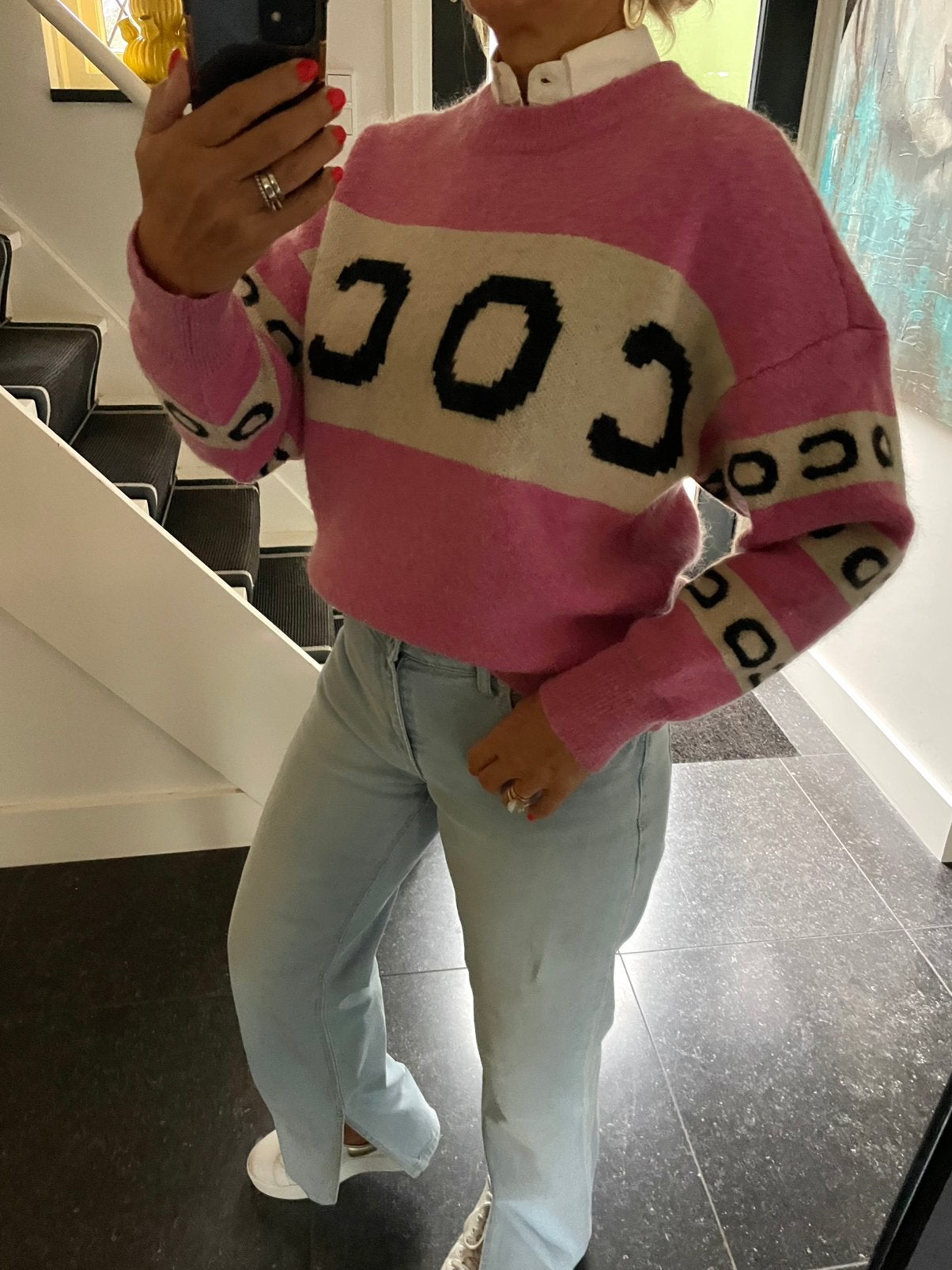 Co’couture, super leuke sportieve trui, S/M, Ophalen of Verzenden, Zo goed als nieuw, Maat 38/40 (M), Roze