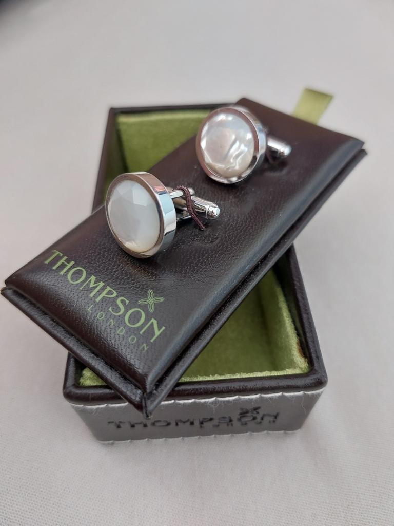 Manchetknopen parelmoer Thompson London, Sieraden, Tassen en Uiterlijk, Manchetknopen, Ophalen