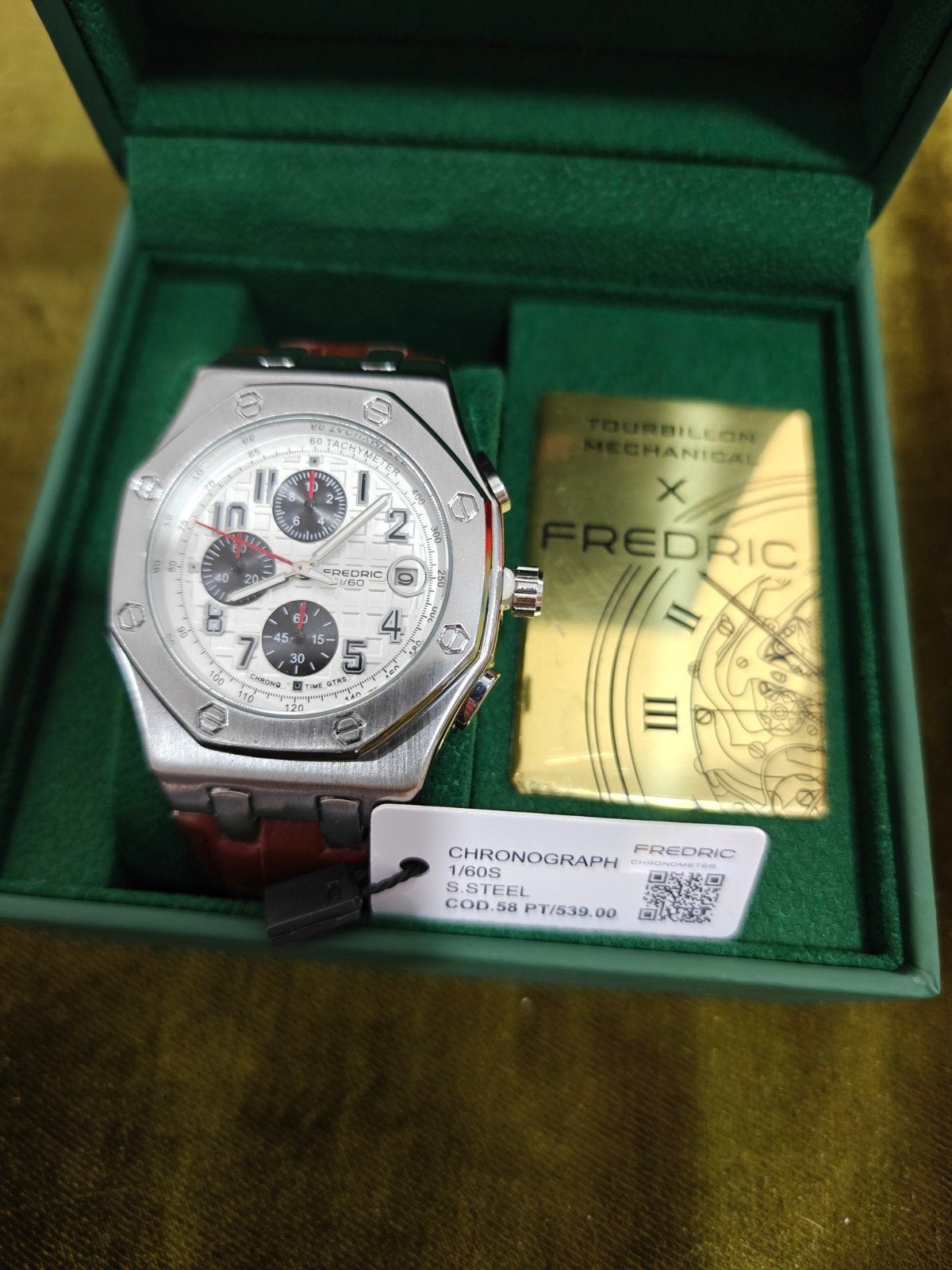 FREDRIC Chronograph COD.58 Herenhorloge met leren band NIEUW, Overige merken, Leer, Staal, Verzenden