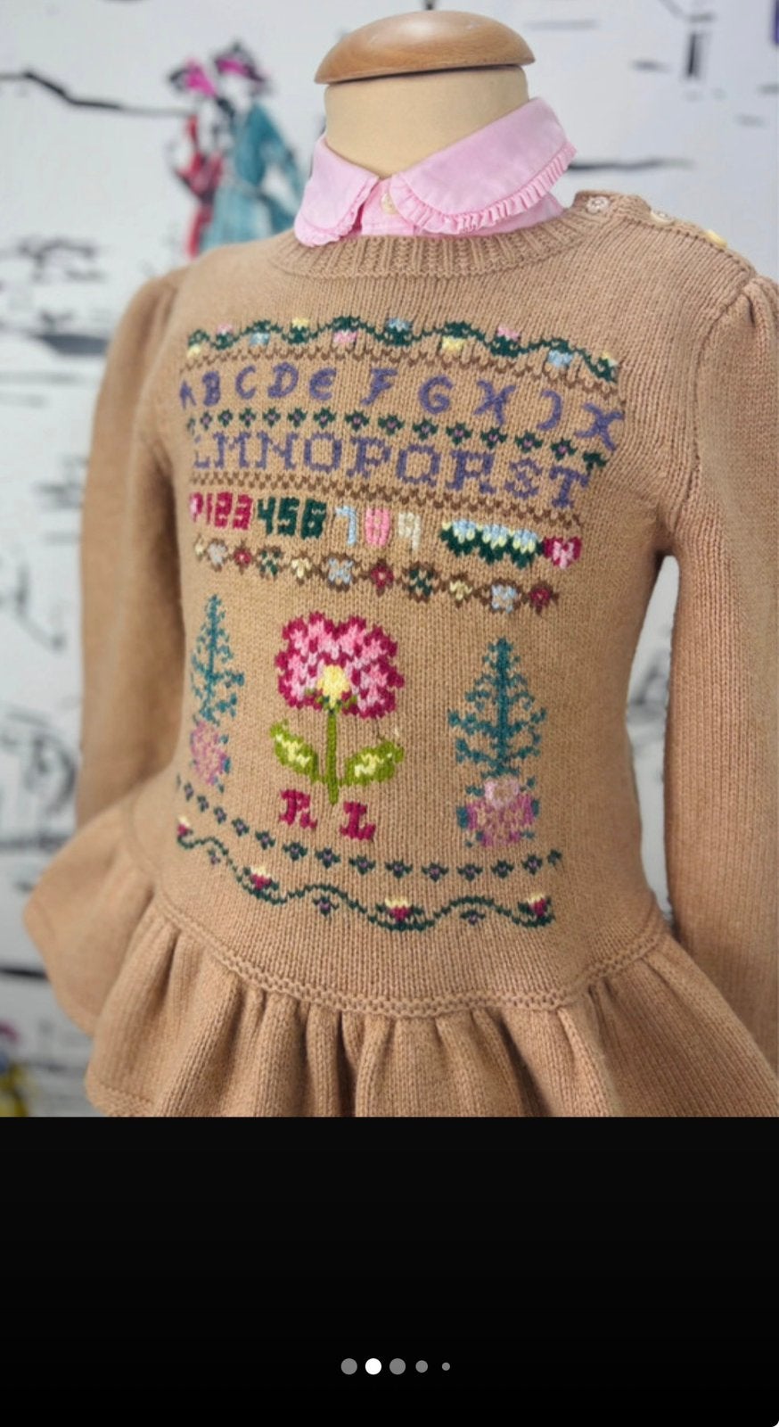 Ralph Lauren intarsia peplum trui maat 122-128, Meisje, Trui of Vest, Ophalen of Verzenden, Zo goed als nieuw
