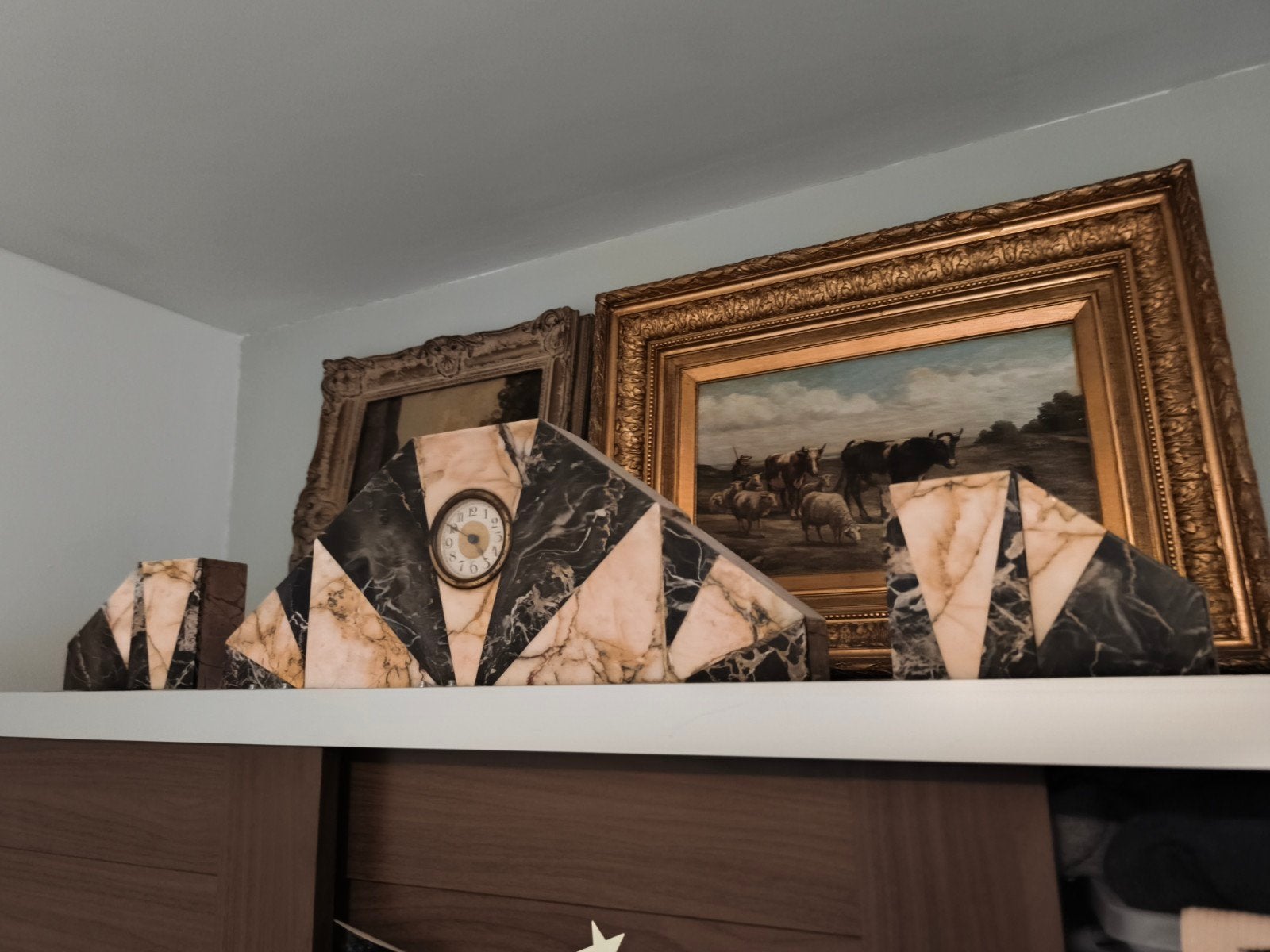 Prachtige Art Deco Marmeren Schouwgarnituur Klok, Ophalen of Verzenden