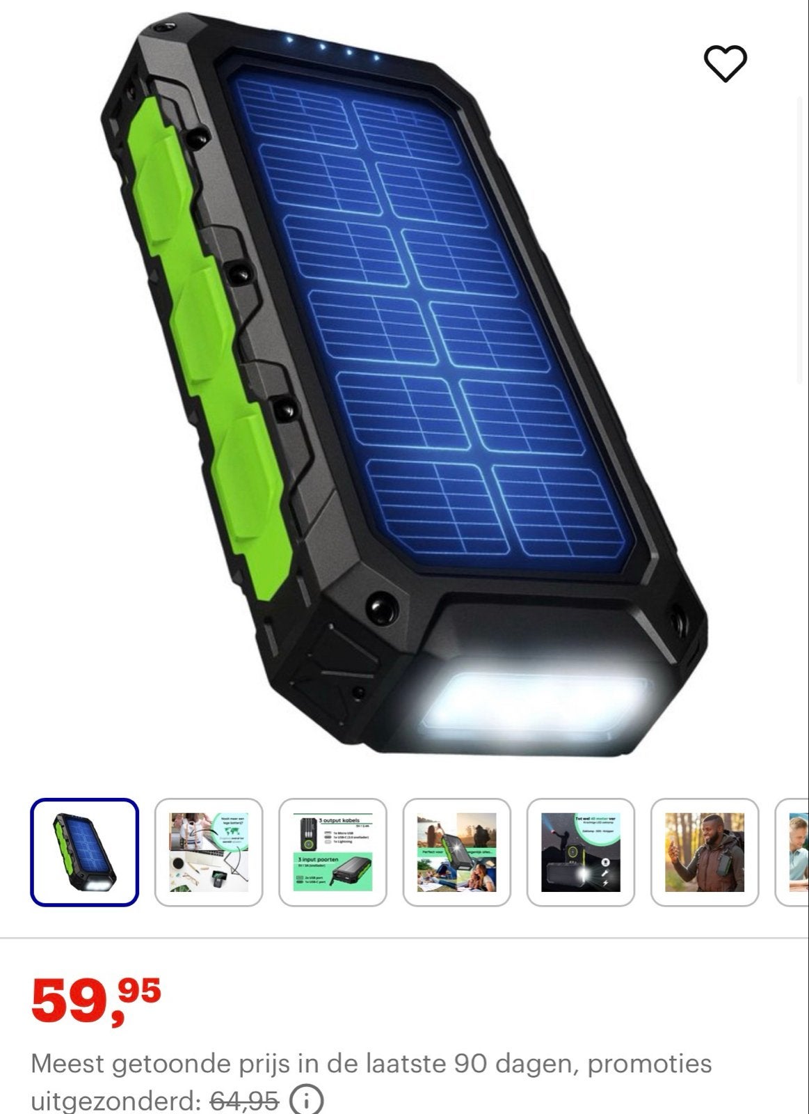Powerbank 30.000 mAh met zonne-energie, draadloos opladen, Telecommunicatie, Ophalen of Verzenden, Zo goed als nieuw