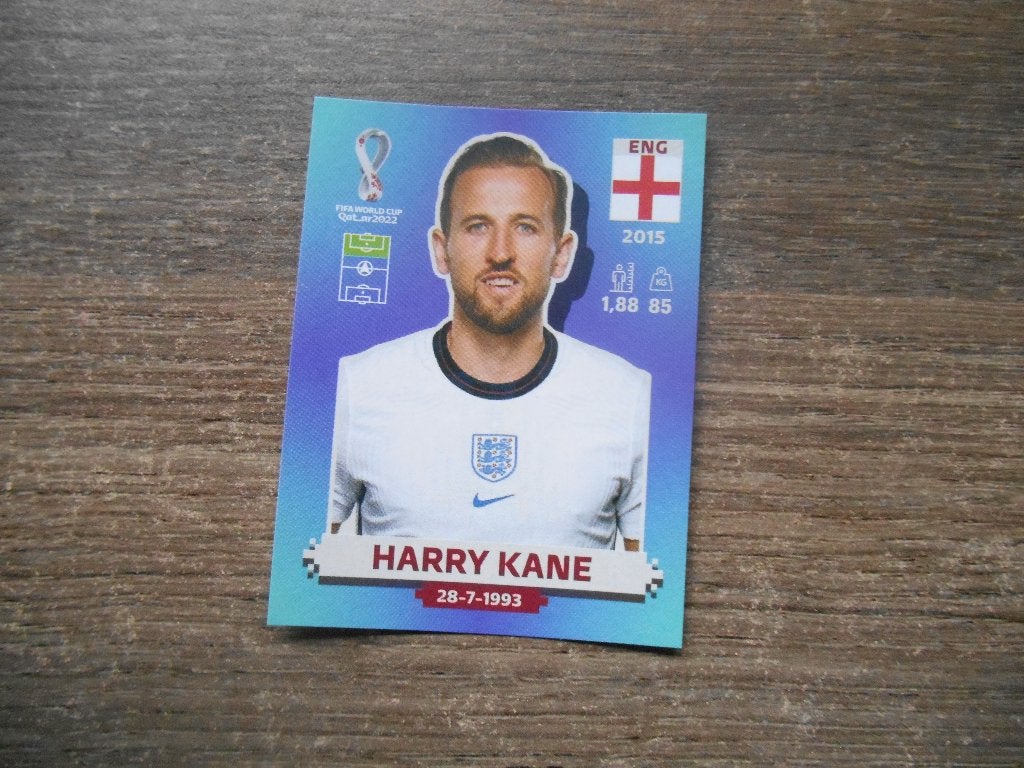 Harry Kane voetbalplaatje WK 2022 Qatar Blauwe editie, Ophalen of Verzenden, Nieuw, Buitenlandse clubs, Poster, Plaatje of Sticker