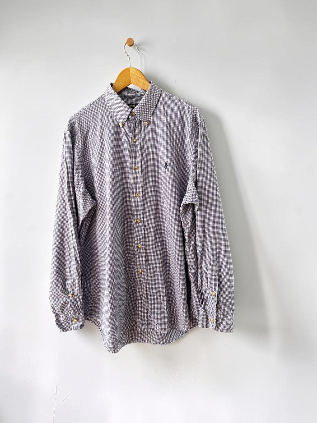 Polo Ralph Lauren overhemd blauw ruiten XL extra large, Kleding | Heren, Ophalen of Verzenden, Zo goed als nieuw, Blauw, Halswijdte 43/44 (XL)