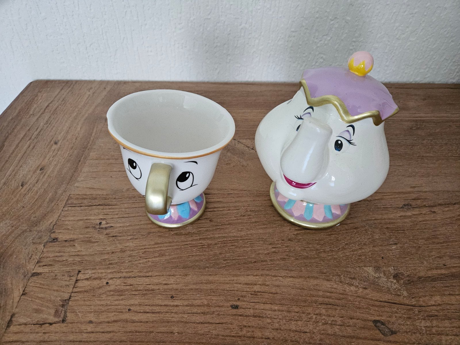 Disney Belle en het Beest: Chip en Mevrouw Theepot set, Meerkleurig, Overige stijlen, Ophalen of Verzenden, Zo goed als nieuw