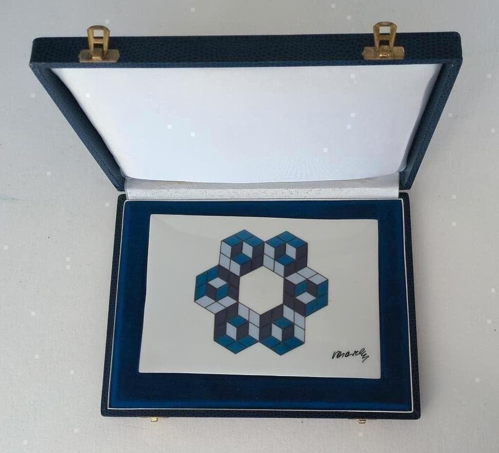 Victor Vasarely - HEXA Zsolnay Keramische Plaquette, Ophalen of Verzenden