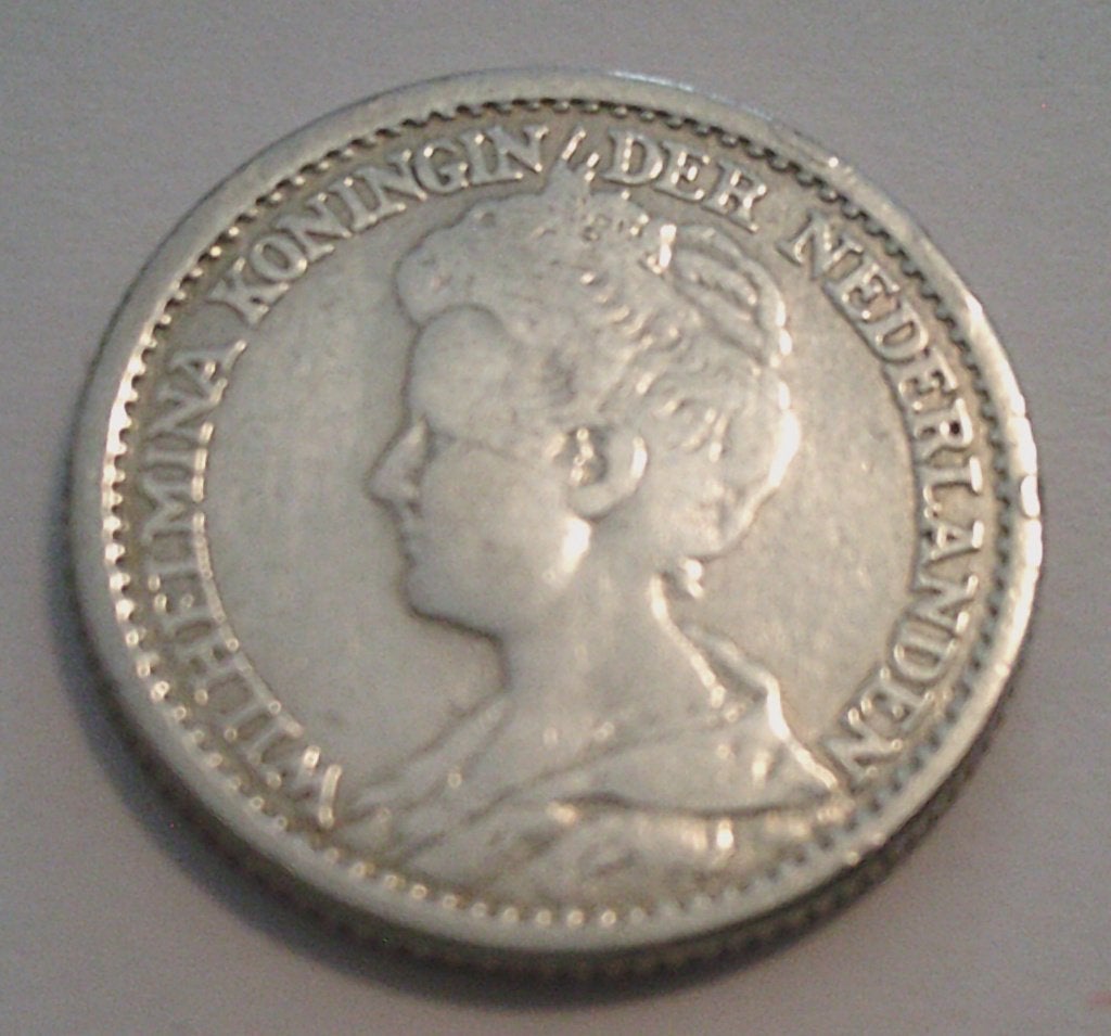 Nederland 25 cent 1916, Verzenden, Zilver, 25 cent, Koningin Wilhelmina