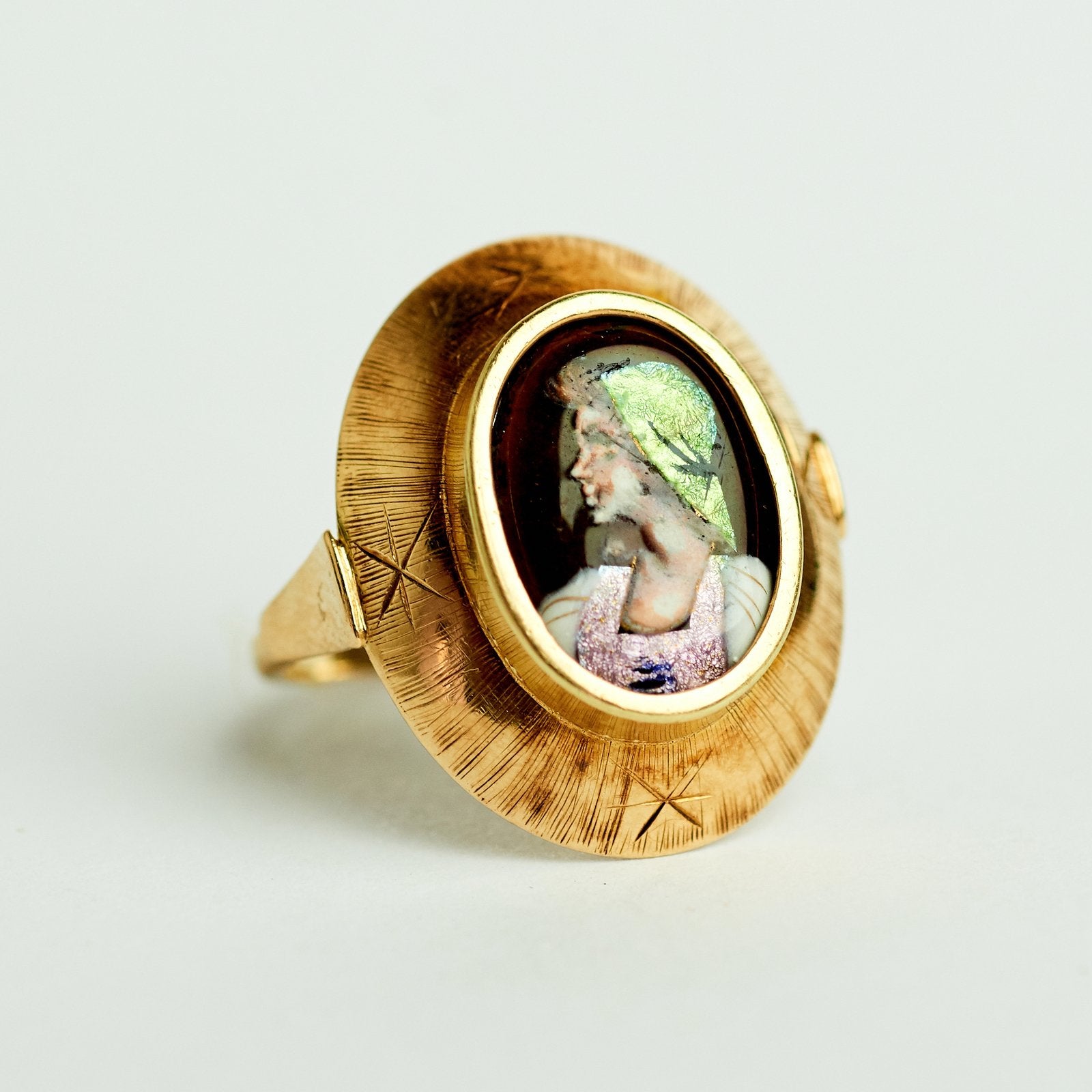 14k limoges vintage gouden ring, Ophalen of Verzenden, Zo goed als nieuw, 17 tot 18, Dame