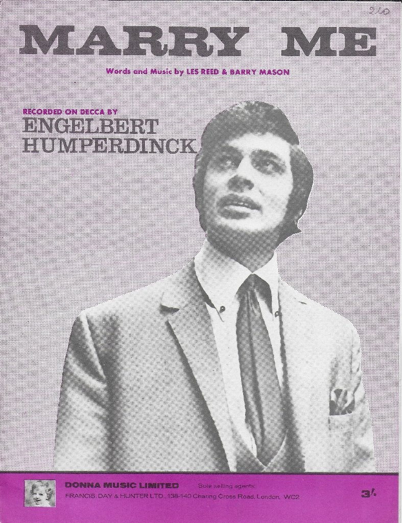 Bo6 bladmuziek marry me --- engelbert humperdinck, Ophalen of Verzenden, Artiest of Componist, Populair, Zang