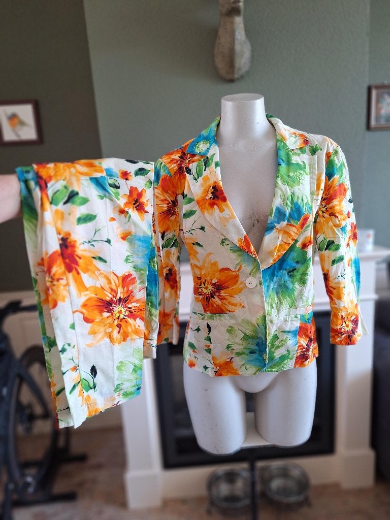 Sandro Ferrone pak blazer capri IT 46 NL 42 in topstaat, Kleding | Dames, Kostuum of Pak, Zo goed als nieuw, Meerkleurig, Verzenden