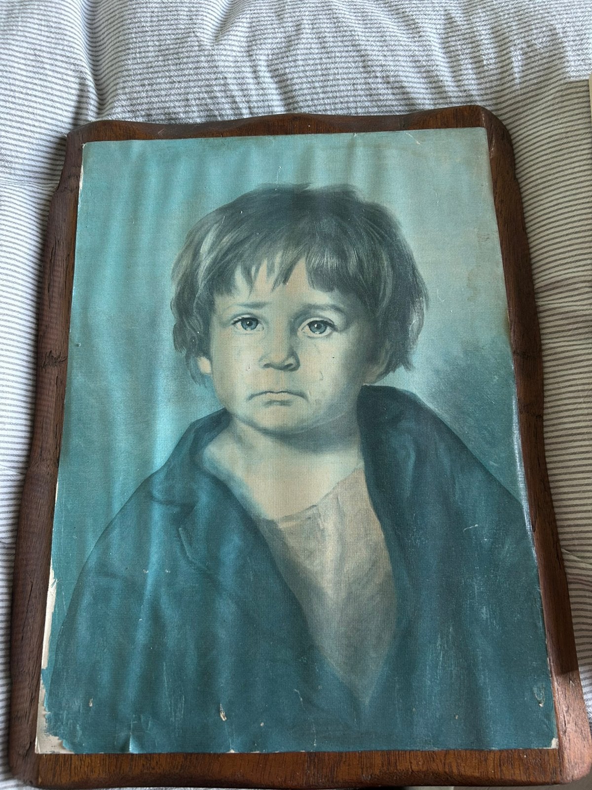Vintage zigeunerjongetje op hout, Ophalen, Schilderij