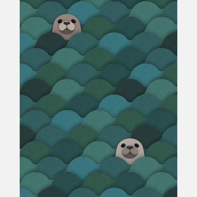Kinderbehang Zeehond Zee Groen Studio Ditte, Mail@studioditte.nl, Baronielaan 252 4837 BH Breda, Nieuw, Studio Ditte