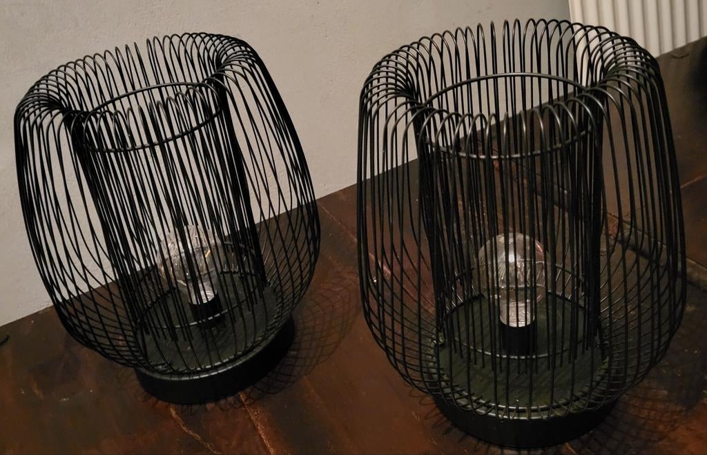 2 draadstalen lampen op batterijen, Ophalen, Overige materialen, Minder dan 25 cm