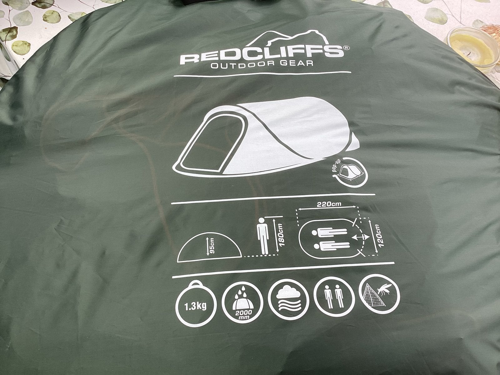 Redcliffs Pop-up Tent - 2 Persoons - Groen, Ophalen, Zo goed als nieuw, Tot en met 2