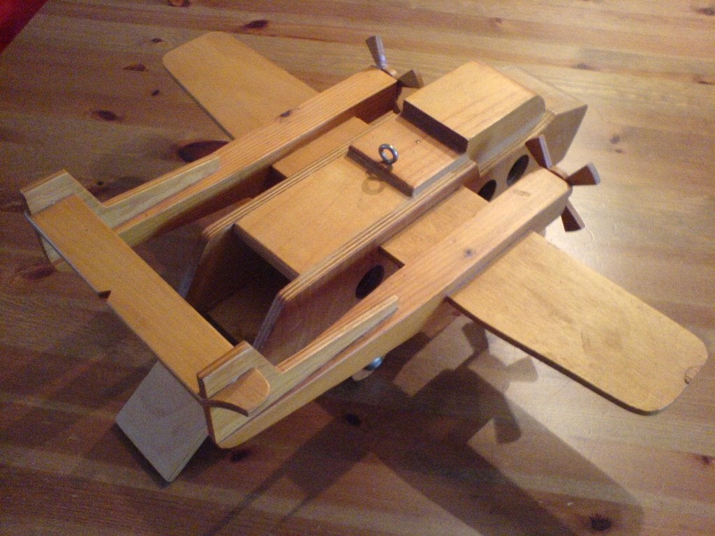 Houten vliegtuig (ca. 42 cm), hand made, uniek, Ophalen of Verzenden, Gebruikt