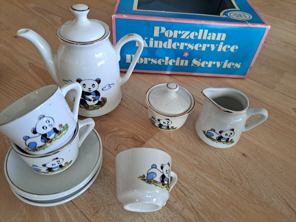 Vintage Kahla Porselein Kinderservies Panda Decor, Ophalen of Verzenden