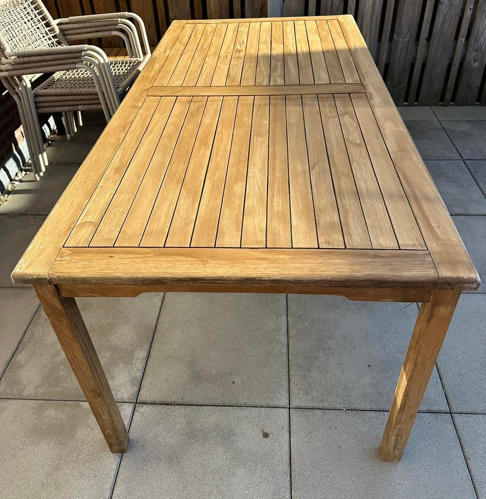 Teak houten terras/ tuintafel, Ophalen, Zo goed als nieuw, Rechthoekig, Teakhout