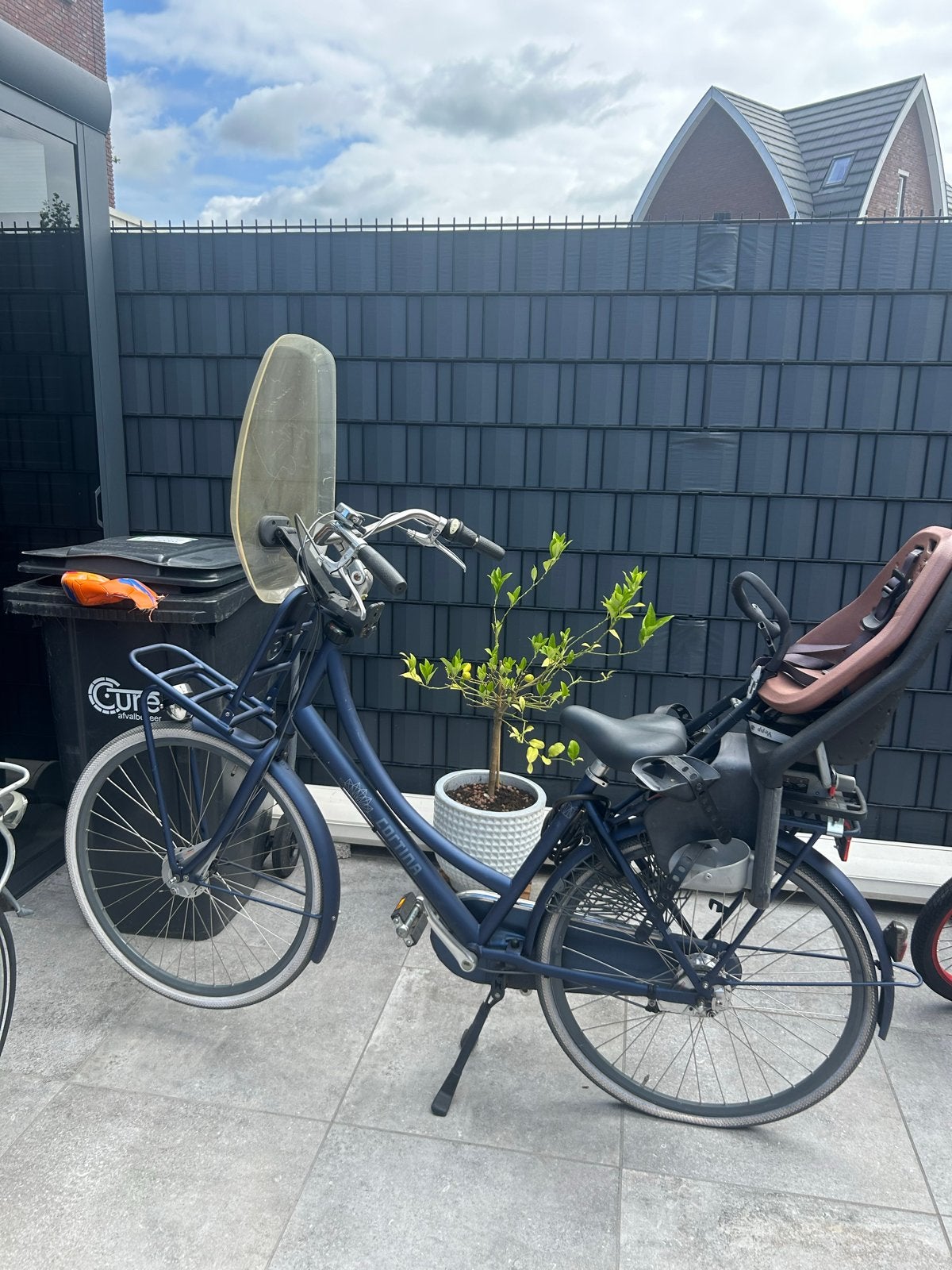 Cortina fiets met kinderzitje en windscherm, 50 tot 53 cm, Ophalen, Overige merken, Gebruikt