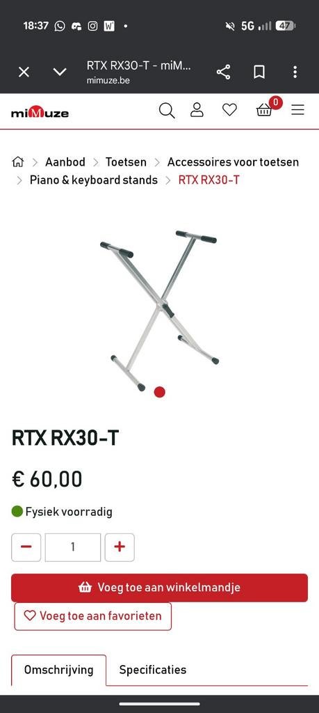 RTX RX30-T Titanium Keyboardstandaard - Zeer Solide, Ophalen of Verzenden, Zo goed als nieuw, Instrumentstandaard, Keyboard of Synthesizer