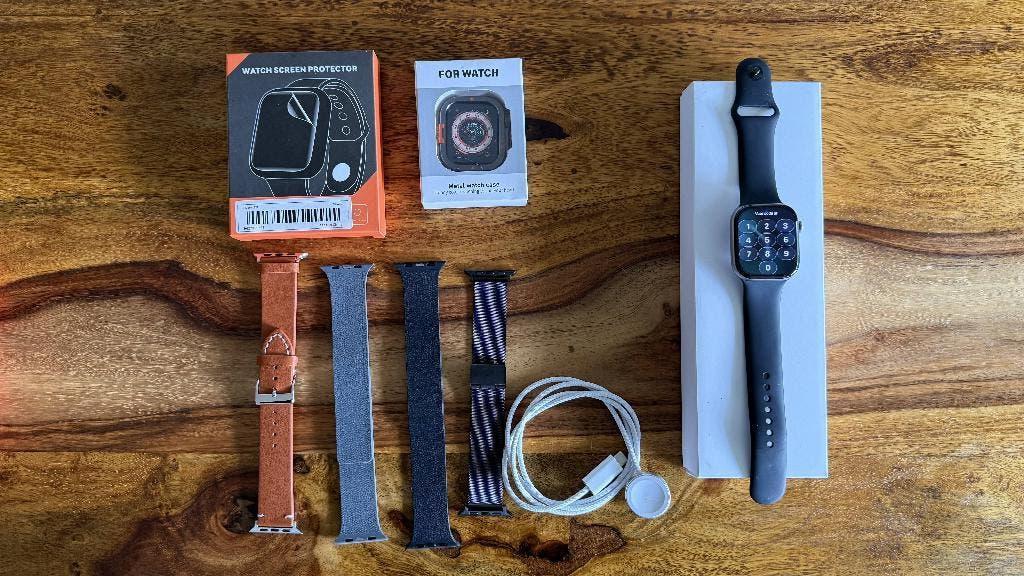 Applewatch 11, 5G CELLULAR 46mm. Als nw, veel accessoires, Ophalen, Apple watch series 11, IOS, Zo goed als nieuw