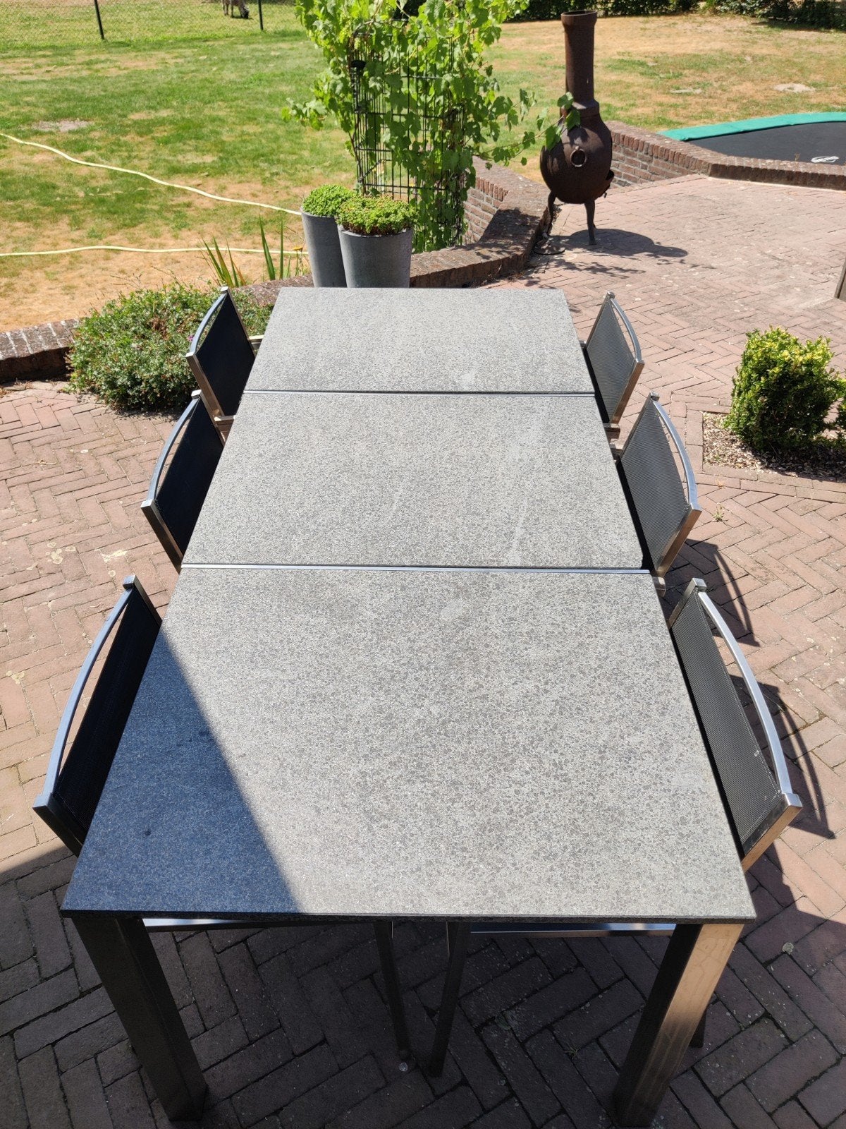 RVS tuinset met 6 stapelbare stoelen, Tuin en Terras, Ophalen